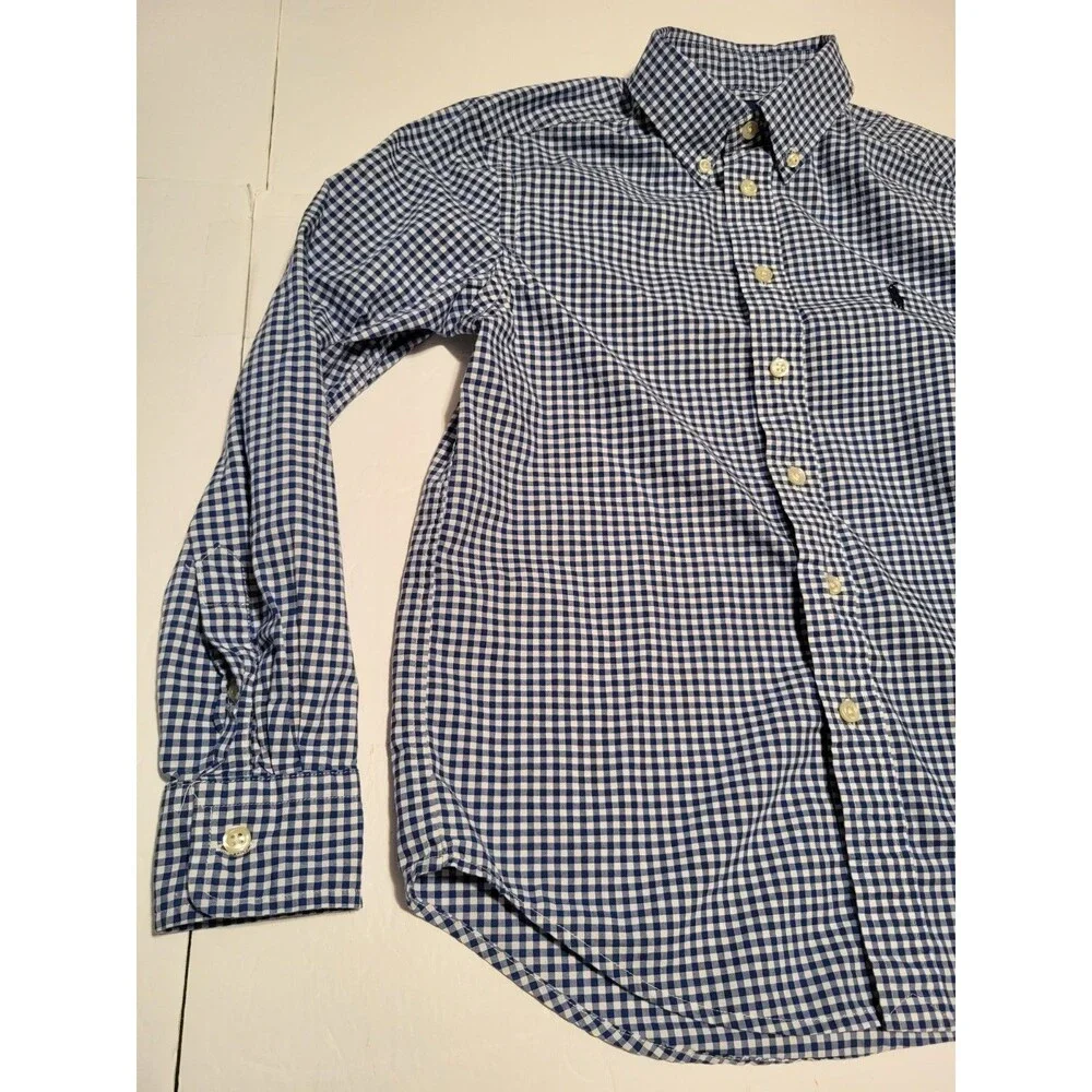 (#16) Polo By Ralph Lauren Blue/ White Long Sleeve Button Down Size M (10-12)